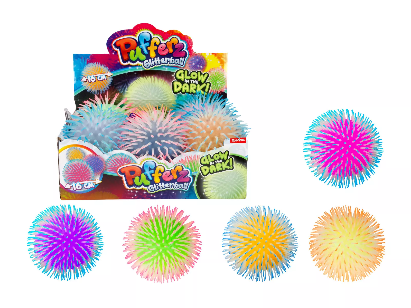 Pufferball, fluoreszierend, 16cm, 6-fach sortiert
