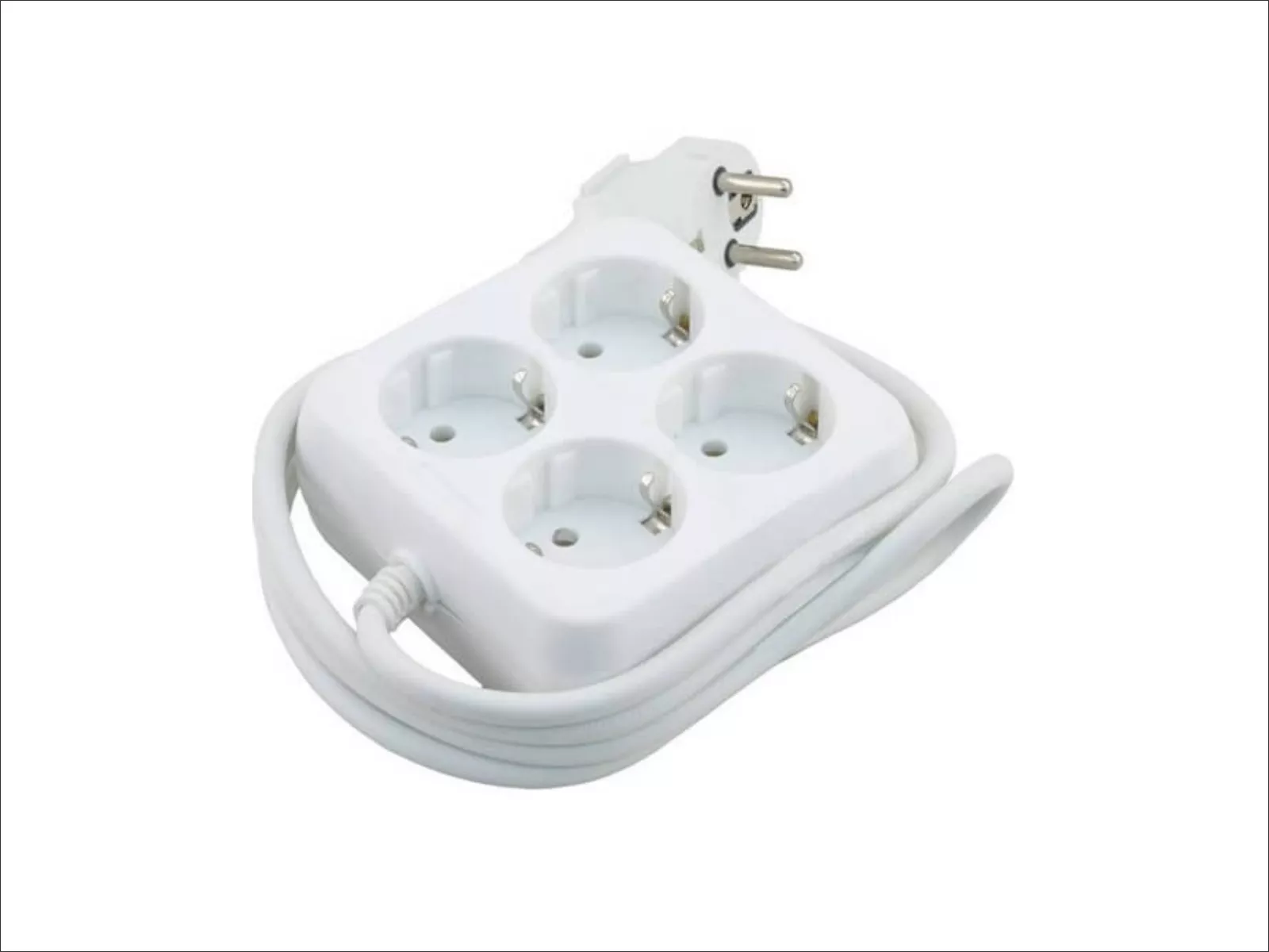 Steckdose 4-fach, Schuko, quadratisch, 3680 W