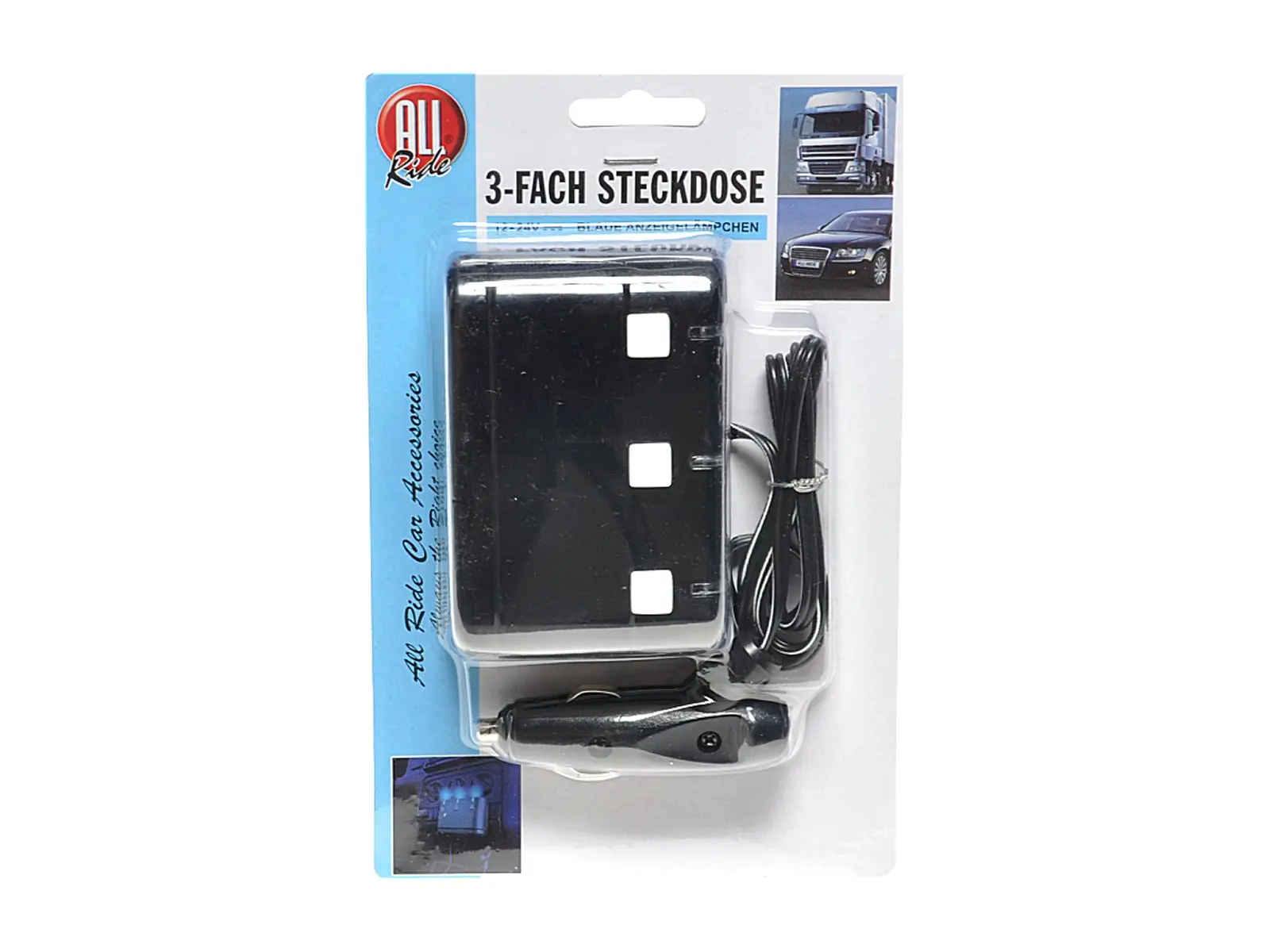 Steckdose 3er mit Leuchtschalter  12/24V