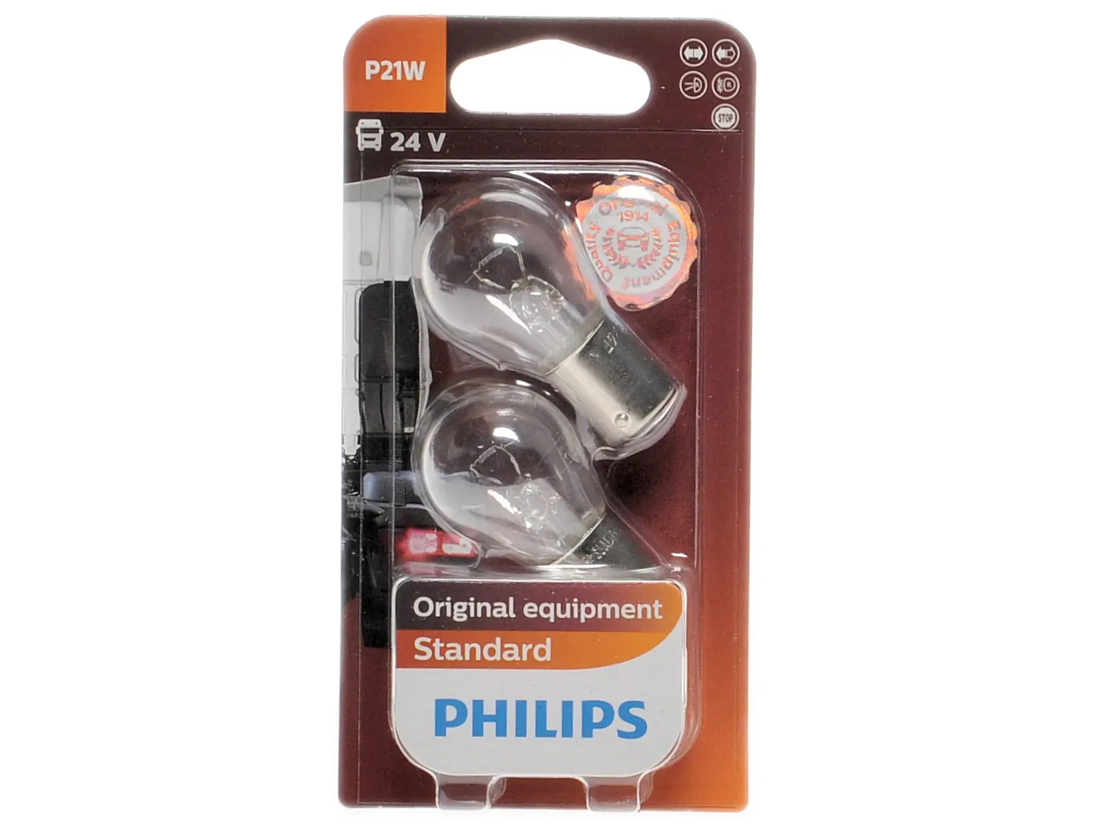 PHILIPS Standard P21W, 24V, 21W, weiss, duo